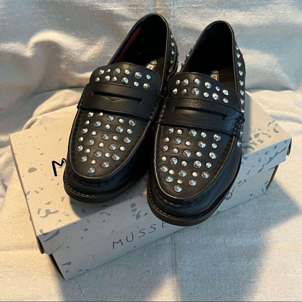 Musse & Cloud Black Studded Loafers